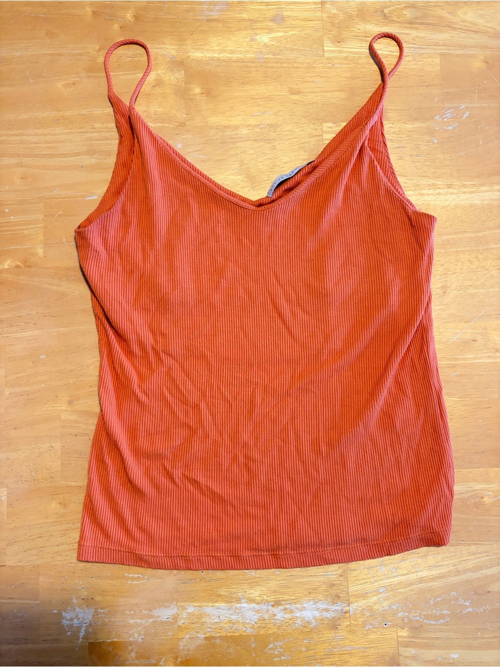 Active USA Ribbed V-Neck Camisole in Rust Orange